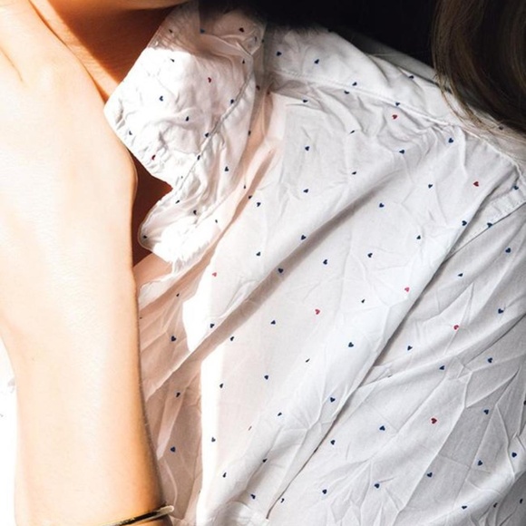 Frank & Eileen Barry crinkle hearts shirt XS - Picture 2 of 5